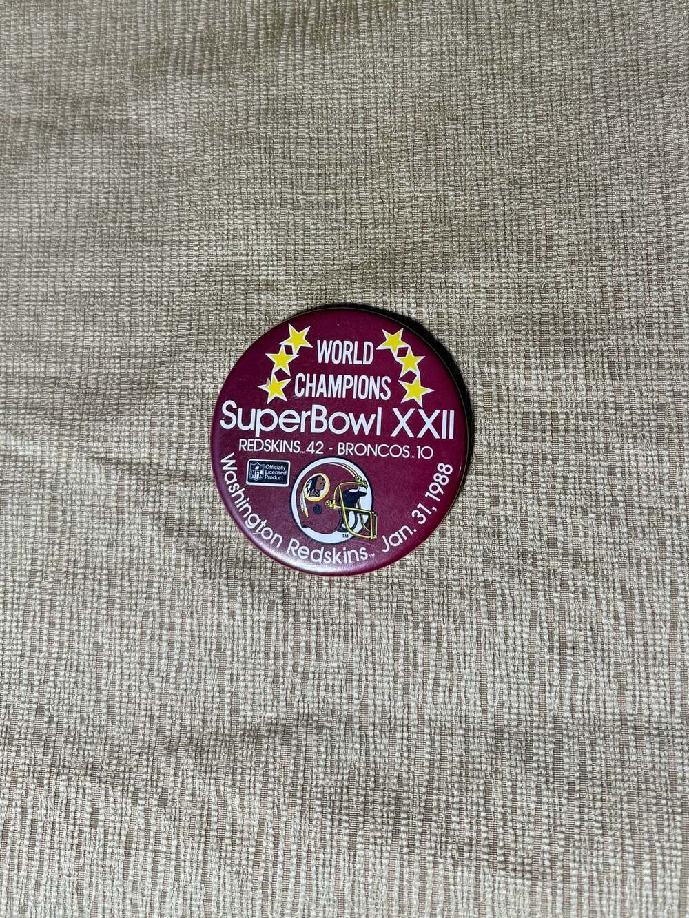 Washington Redskins Super Bowl XXII World Champions Pin, 1988